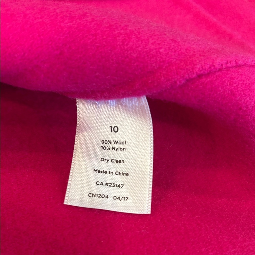 Talbots Ruffle-Neck Double-Face Jacket Pink Wool Blend Pockets Preppy 10 - Picture 5 of 14